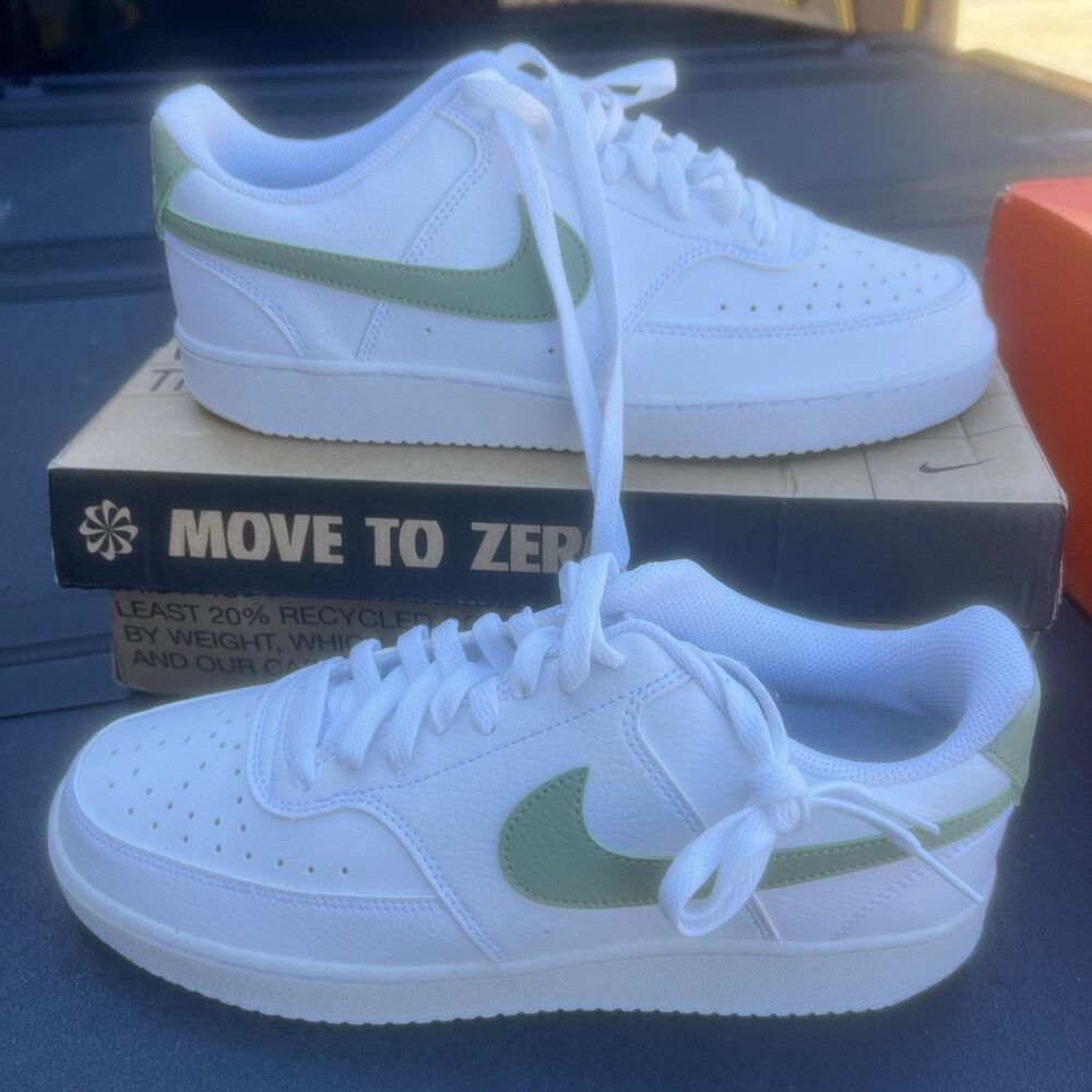 Men Nike Court Vision Low NN Sneakers Shoes White Olive Green FD0781-100 Sz 9.5